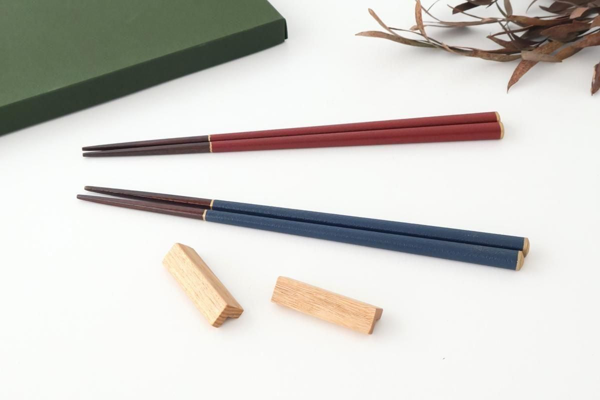 [Pair set] KORINDO Chopsticks and Chopstick Rests Black/Red with Gold Lines
