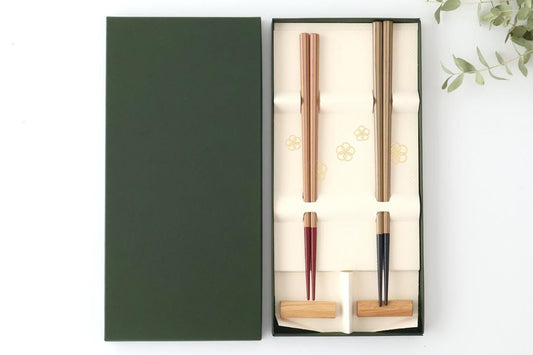 [Pair set] KORINDO Chopsticks and Chopstick Rests Stripes Design