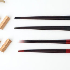 [Pair set] KORINDO  Black and Red Chopsticks and Wooden Chopstick Rests