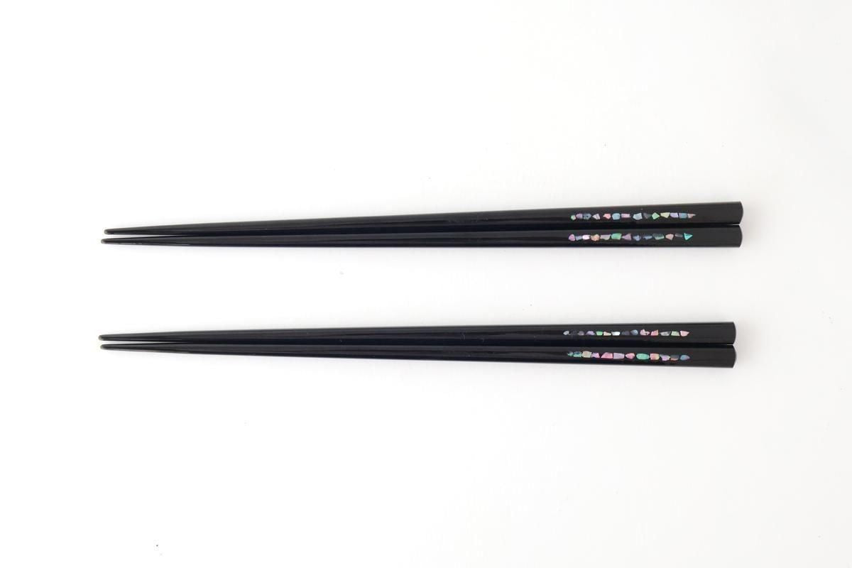 KORINDO Chopsticks Mother-of-pearl Inlay(Raden) Black 23.5cm /9.25in