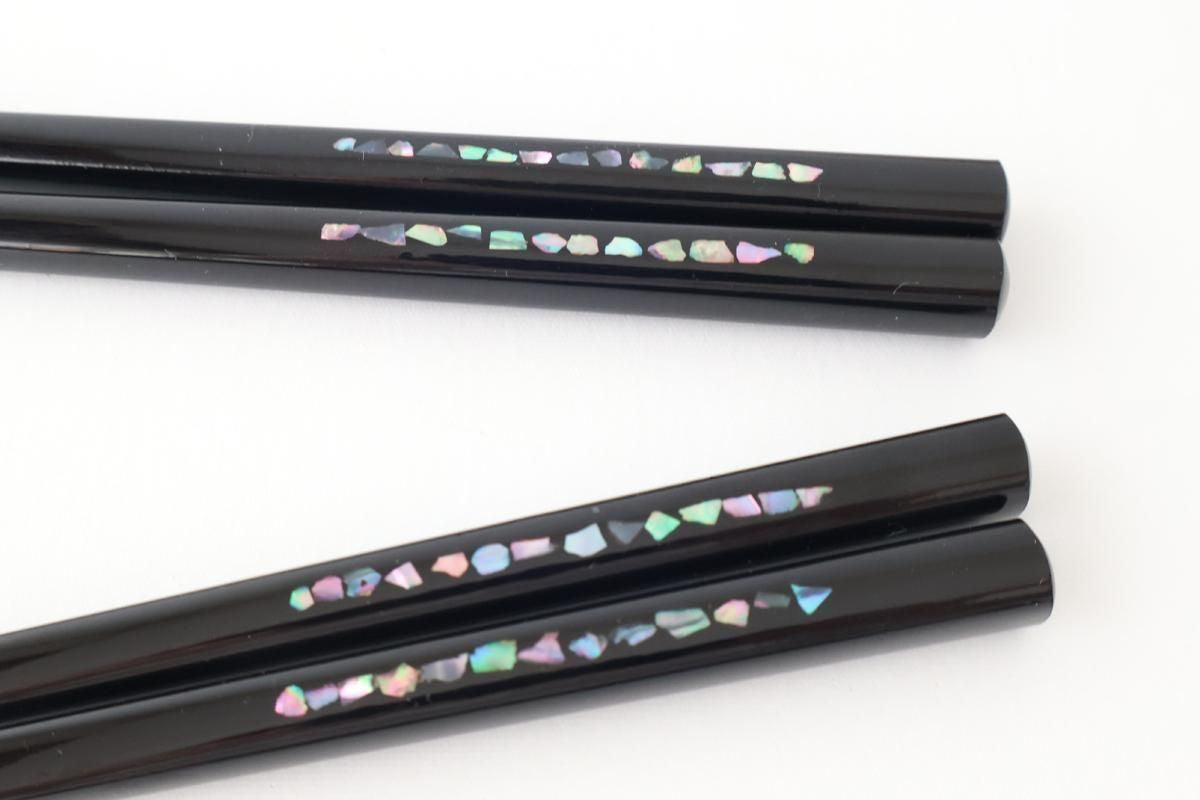 KORINDO Chopsticks Mother-of-pearl Inlay(Raden) Black 23.5cm /9.25in