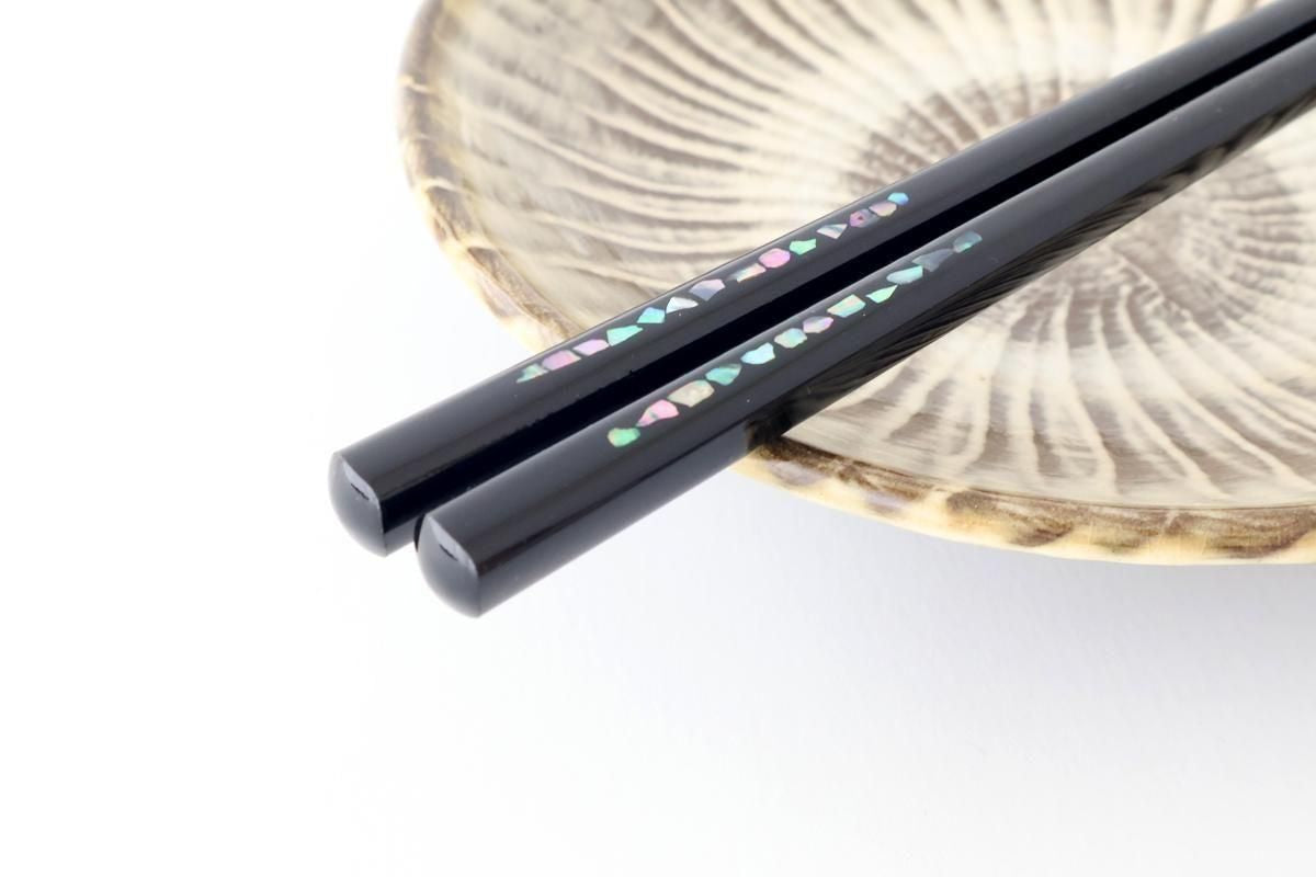 KORINDO Chopsticks Mother-of-pearl Inlay(Raden) Black 23.5cm /9.25in