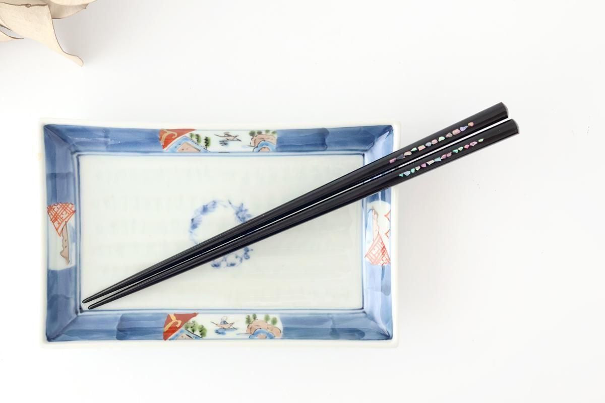 KORINDO Chopsticks Mother-of-pearl Inlay(Raden) Black 23.5cm /9.25in