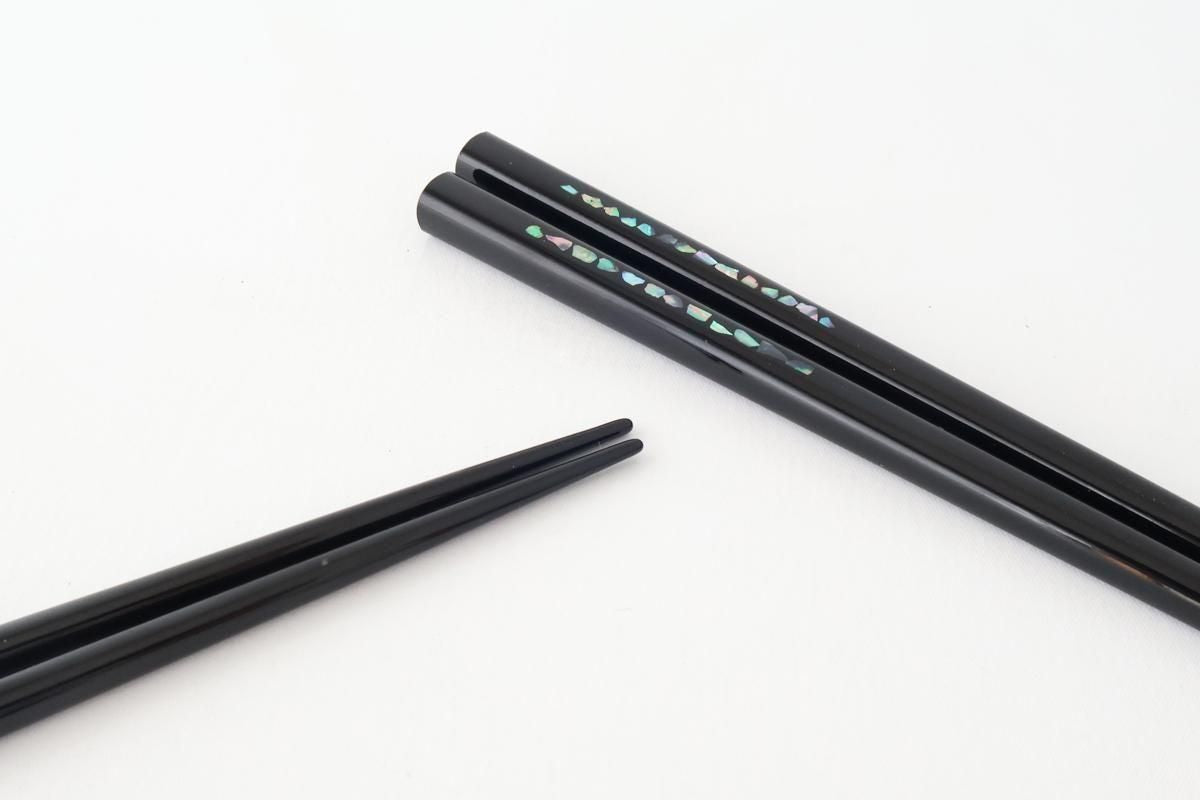 KORINDO Chopsticks Mother-of-pearl Inlay(Raden) Black 23.5cm /9.25in