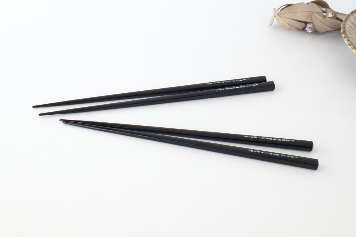 KORINDO Chopsticks Mother-of-pearl Inlay(Raden) Black 23.5cm /9.25in