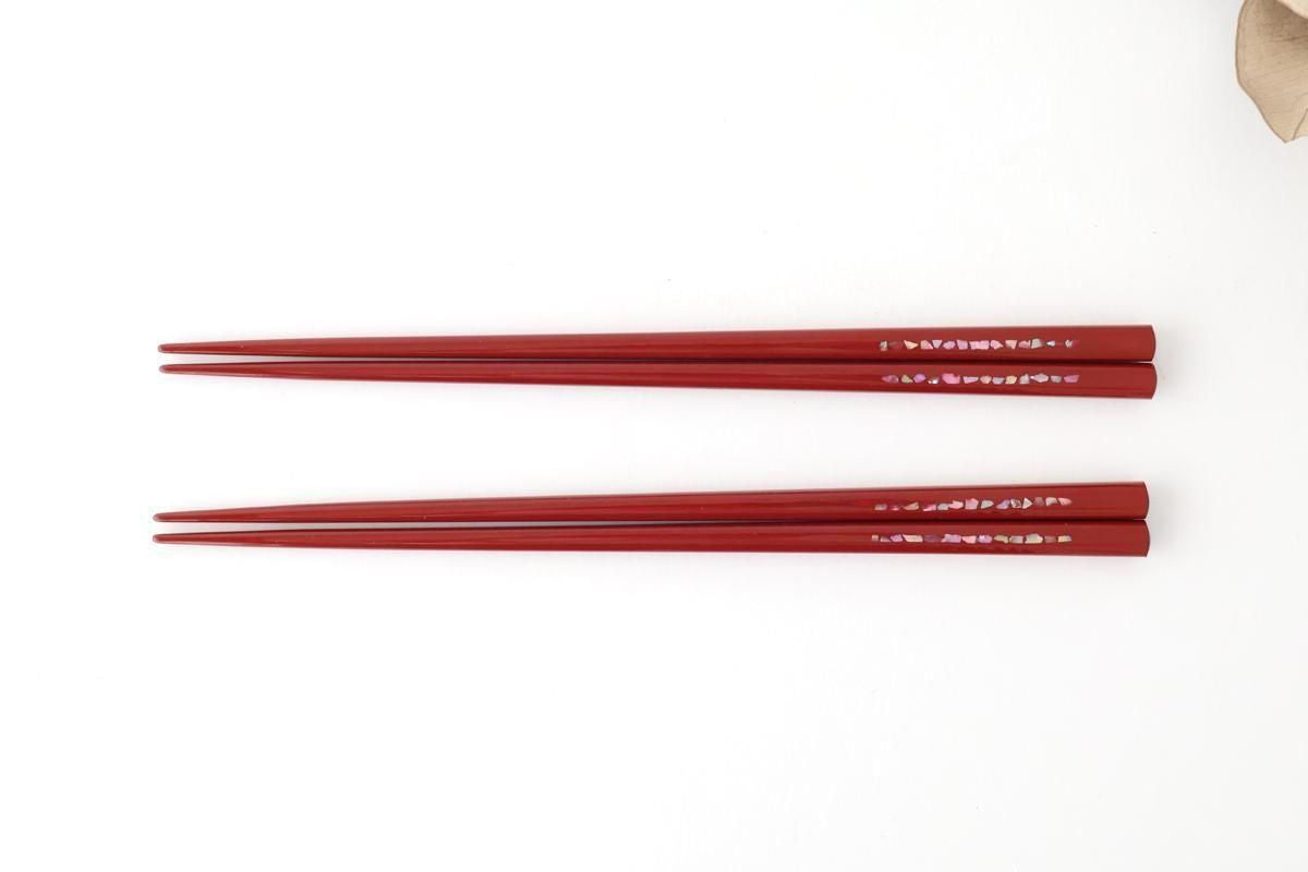 KORINDO Chopsticks Mother-of-pearl Inlay(Raden) Red 23.5cm /9.25in