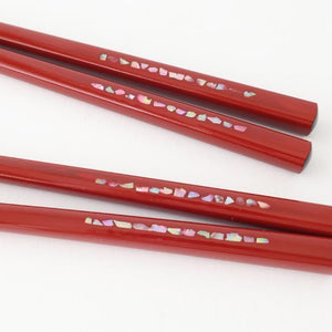 KORINDO Chopsticks Mother-of-pearl Inlay(Raden) Red 23.5cm /9.25in