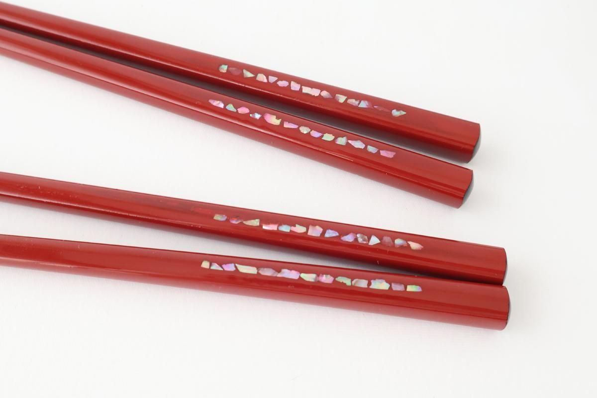 KORINDO Chopsticks Mother-of-pearl Inlay(Raden) Red 23.5cm /9.25in