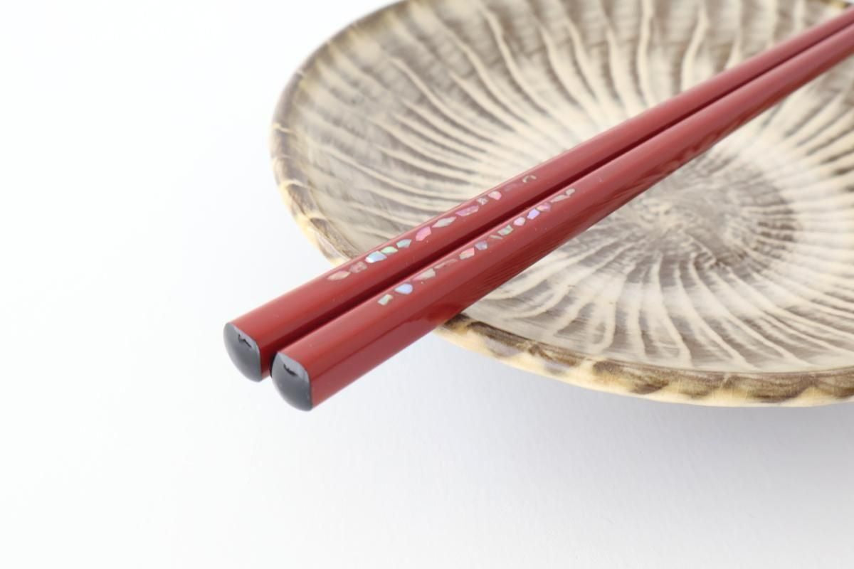 KORINDO Chopsticks Mother-of-pearl Inlay(Raden) Red 23.5cm /9.25in
