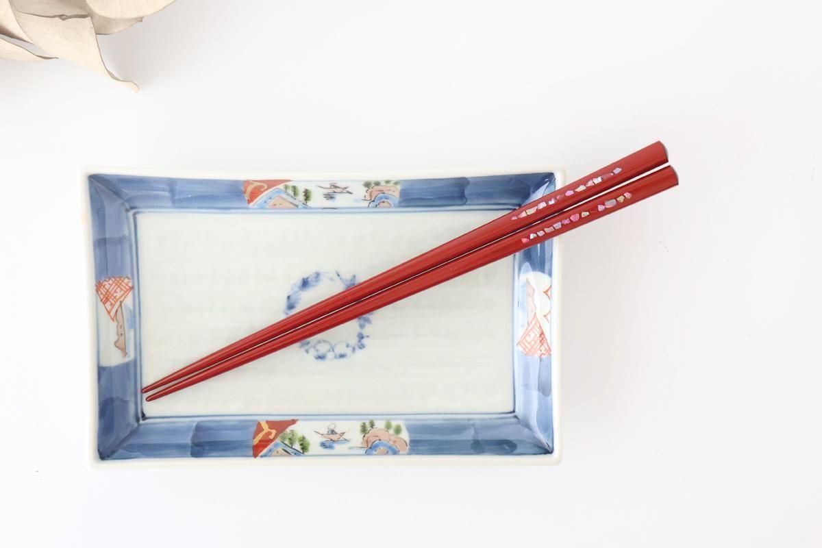 KORINDO Chopsticks Mother-of-pearl Inlay(Raden) Red 23.5cm /9.25in