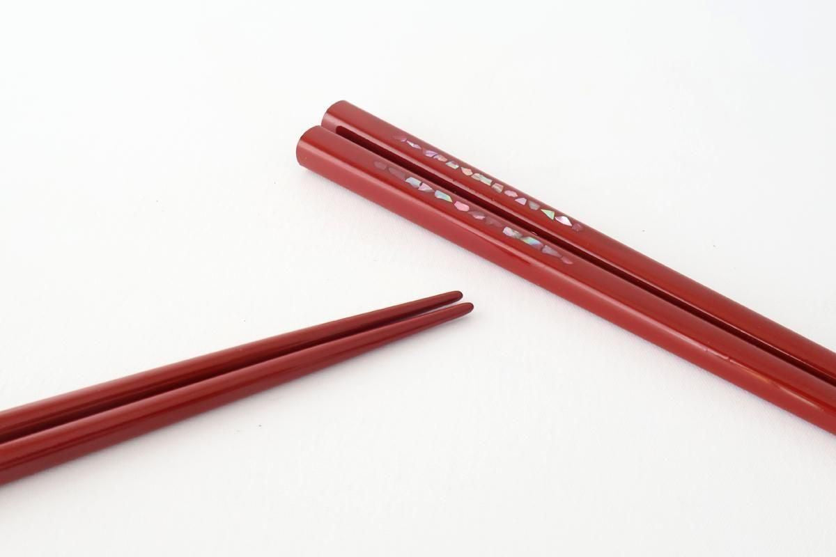 KORINDO Chopsticks Mother-of-pearl Inlay(Raden) Red 23.5cm /9.25in