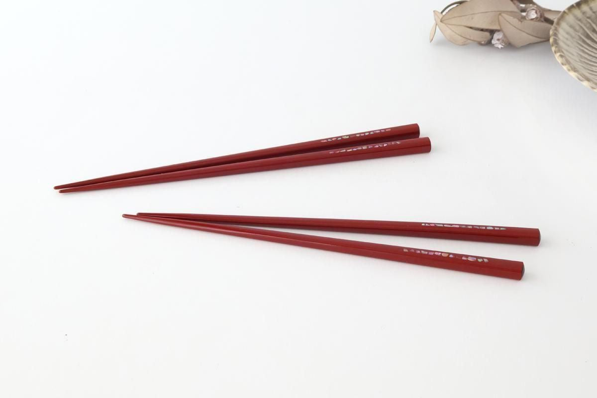 KORINDO Chopsticks Mother-of-pearl Inlay(Raden) Red 23.5cm /9.25in
