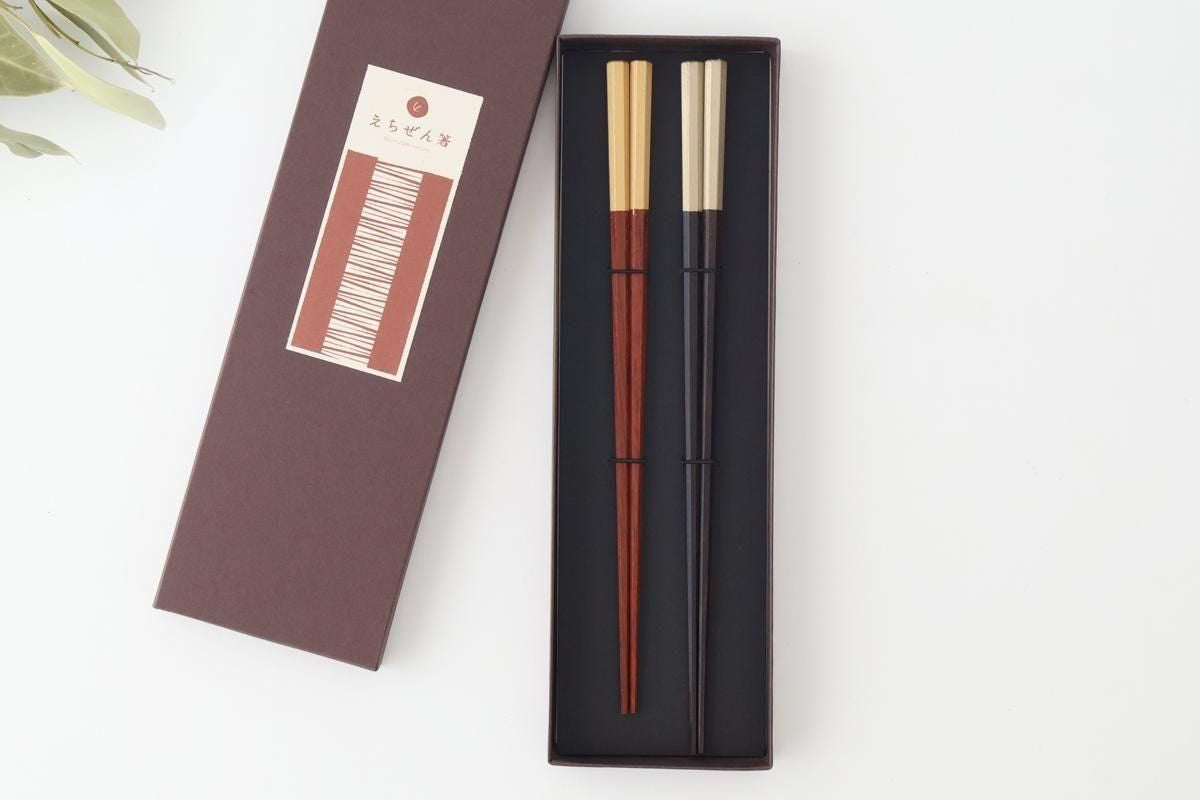 [Pair set] KORINDO Chopsticks Octagonal Tips Ebony and Rosewood