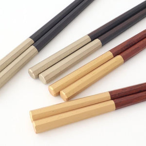 [Pair set] KORINDO Chopsticks Octagonal Tips Ebony and Rosewood