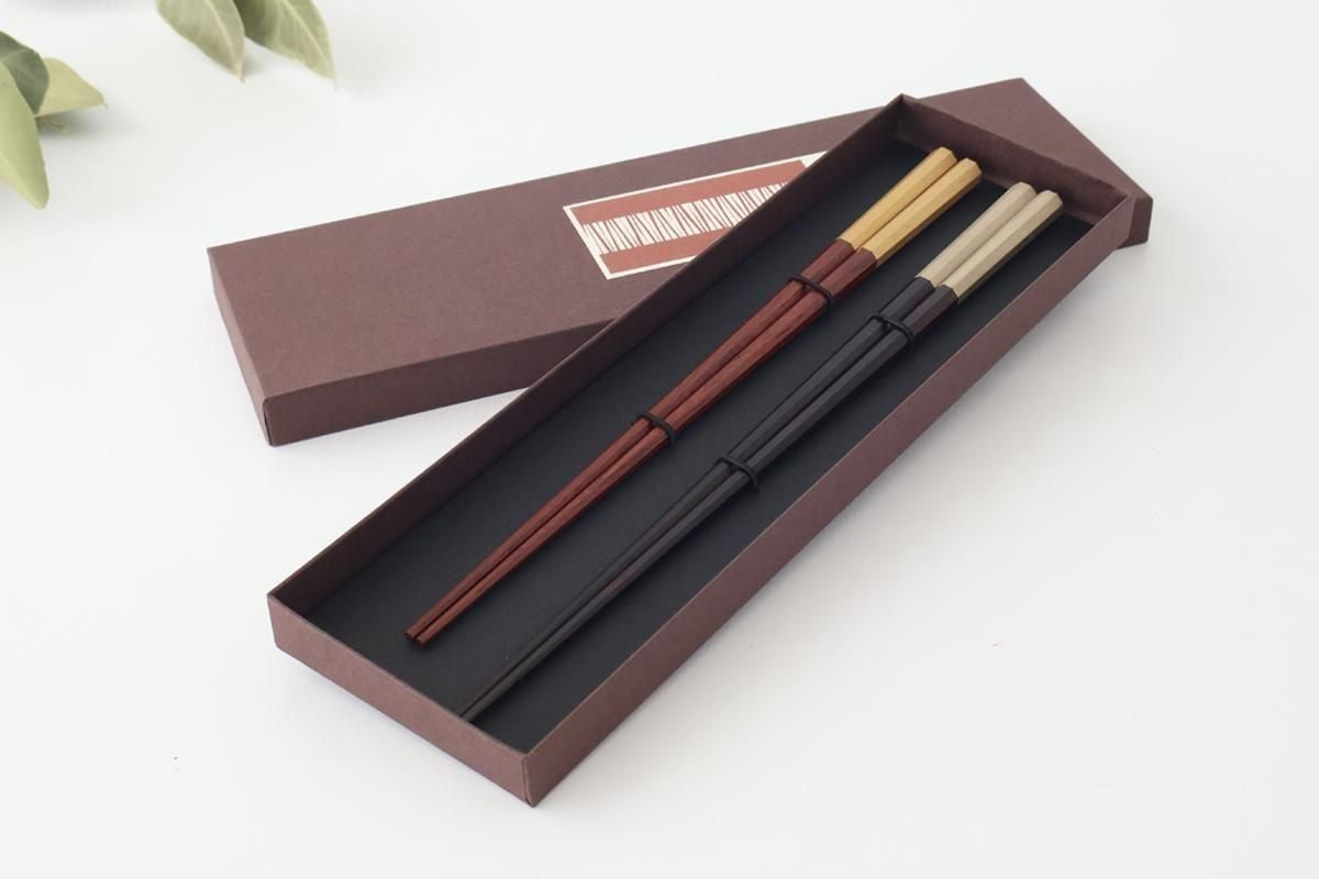 [Pair set] KORINDO Chopsticks Octagonal Tips Ebony and Rosewood