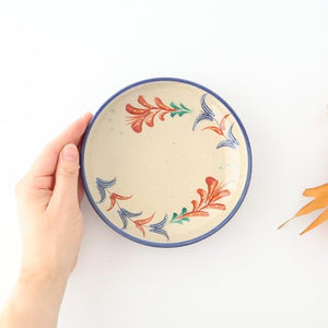 Toshin Kiln Round Plate Red Deigo 16cm/6.3in | Tsuboya Ware Yachimun