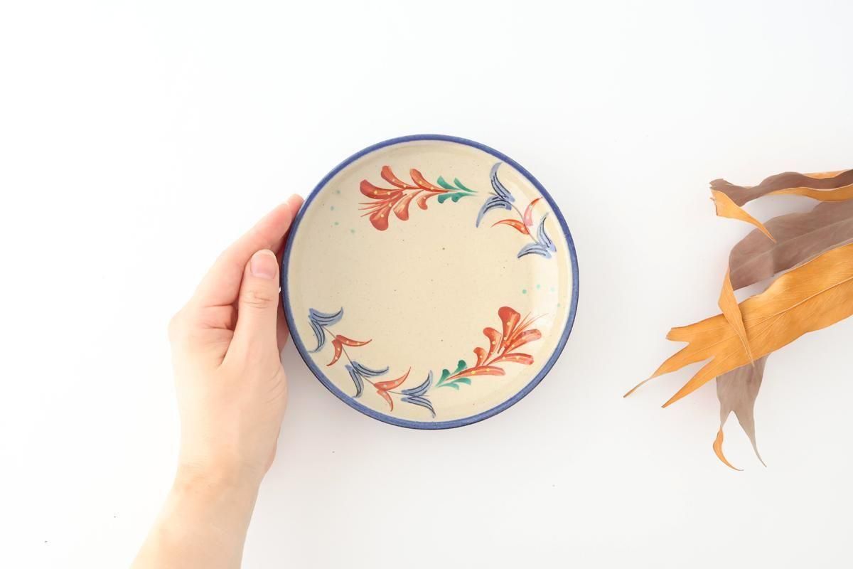 Toshin Kiln Round Plate Red Deigo 16cm/6.3in | Tsuboya Ware Yachimun