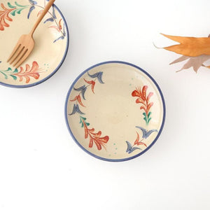 Toshin Kiln Round Plate Red Deigo 16cm/6.3in | Tsuboya Ware Yachimun