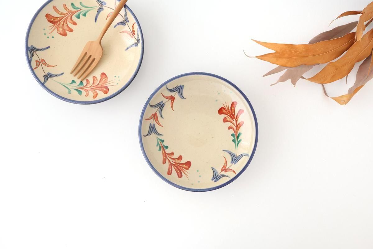 Toshin Kiln Round Plate Red Deigo 16cm/6.3in | Tsuboya Ware Yachimun