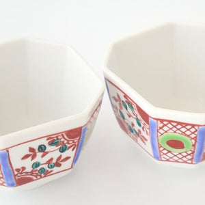 Biseki Kiln Octagonal Small Bowl Akae | Kobachi Kutani Ware
