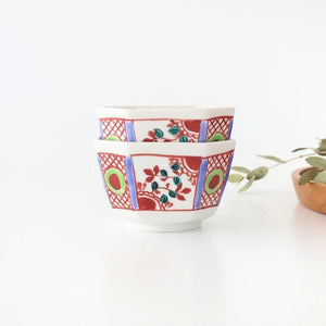 Biseki Kiln Octagonal Small Bowl Akae | Kobachi Kutani Ware