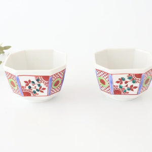 Biseki Kiln Octagonal Small Bowl Akae | Kobachi Kutani Ware