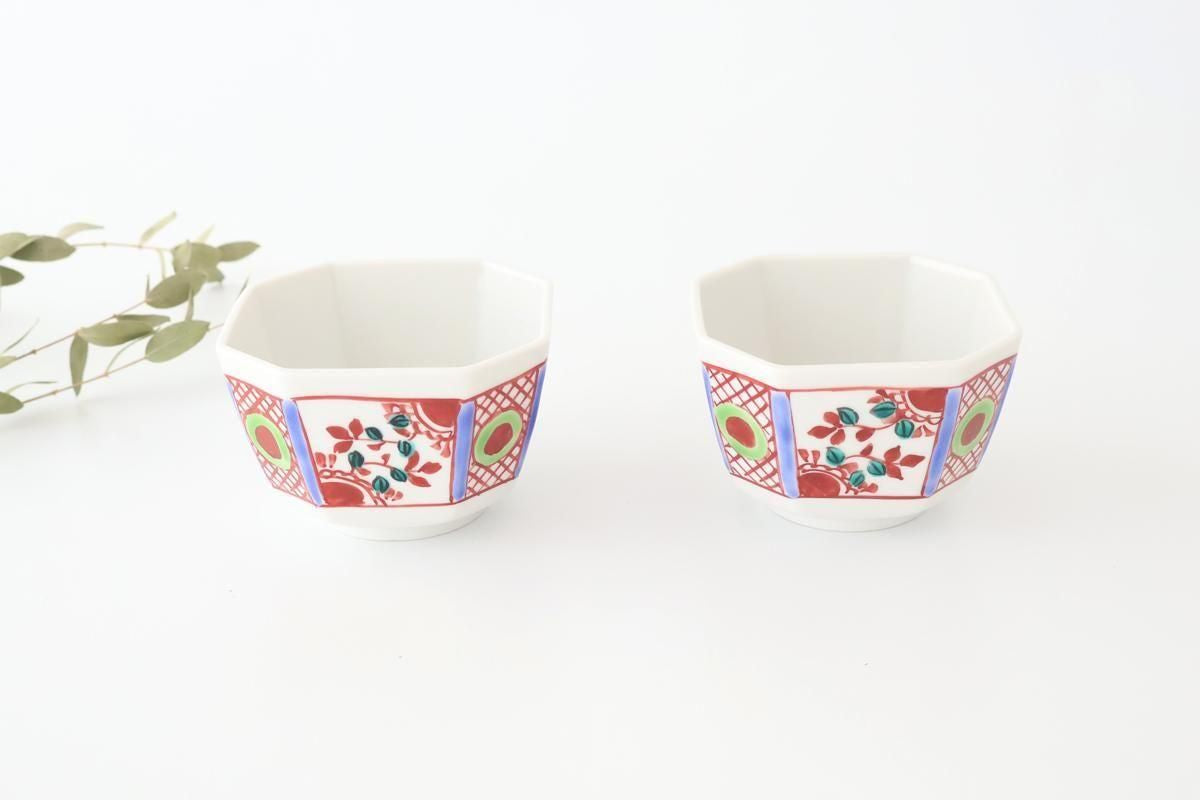 Biseki Kiln Octagonal Small Bowl Akae | Kobachi Kutani Ware