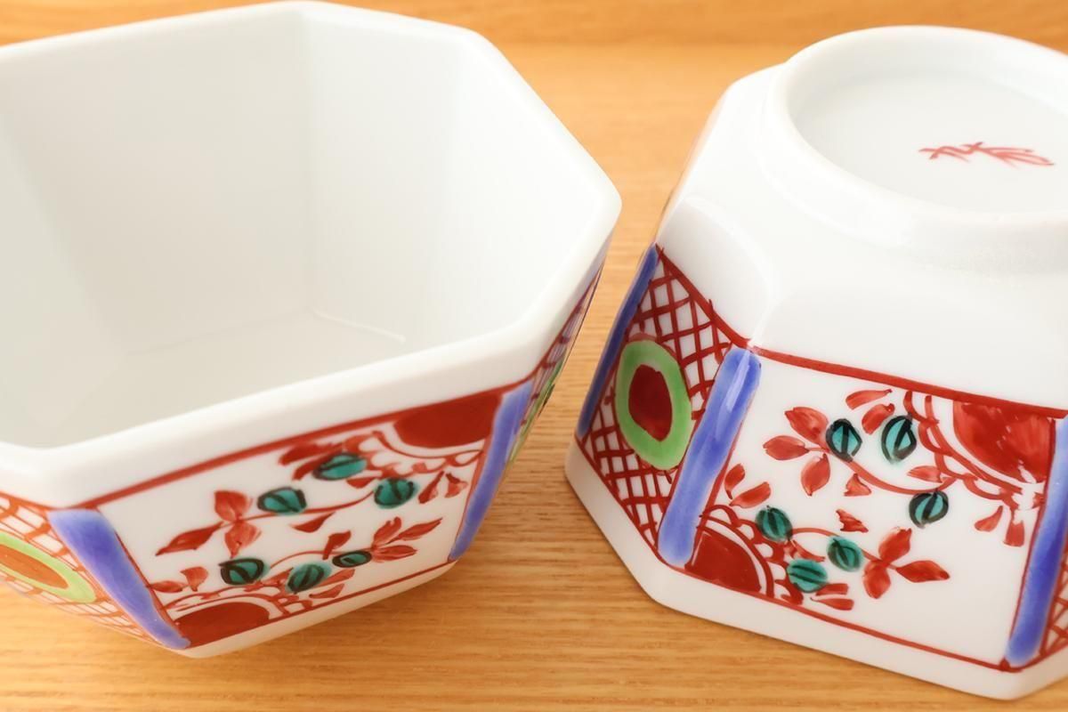 Biseki Kiln Octagonal Small Bowl Akae | Kobachi Kutani Ware