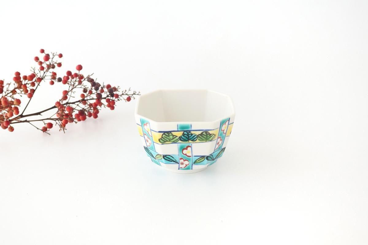 Biseki Kiln Octagonal Small Bowl Shochikubai Pattern | Kobachi Kutani Ware
