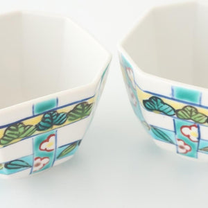 Biseki Kiln Octagonal Small Bowl Shochikubai Pattern | Kobachi Kutani Ware