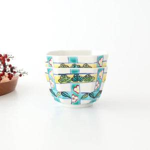 Biseki Kiln Octagonal Small Bowl Shochikubai Pattern | Kobachi Kutani Ware