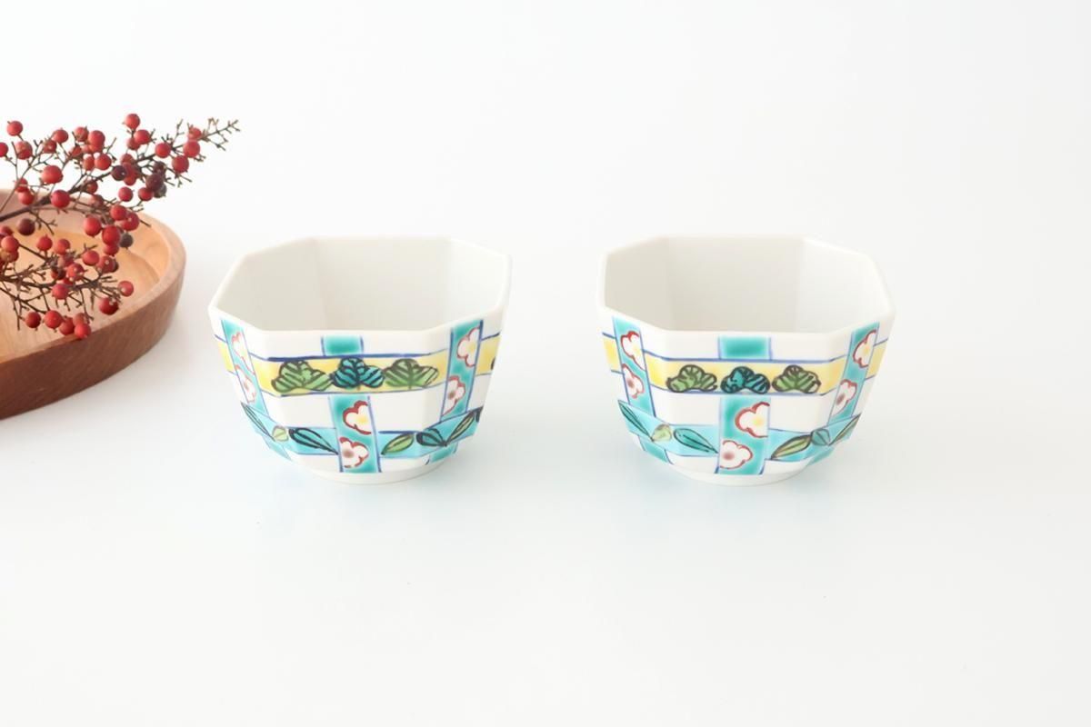 Biseki Kiln Octagonal Small Bowl Shochikubai Pattern | Kobachi Kutani Ware