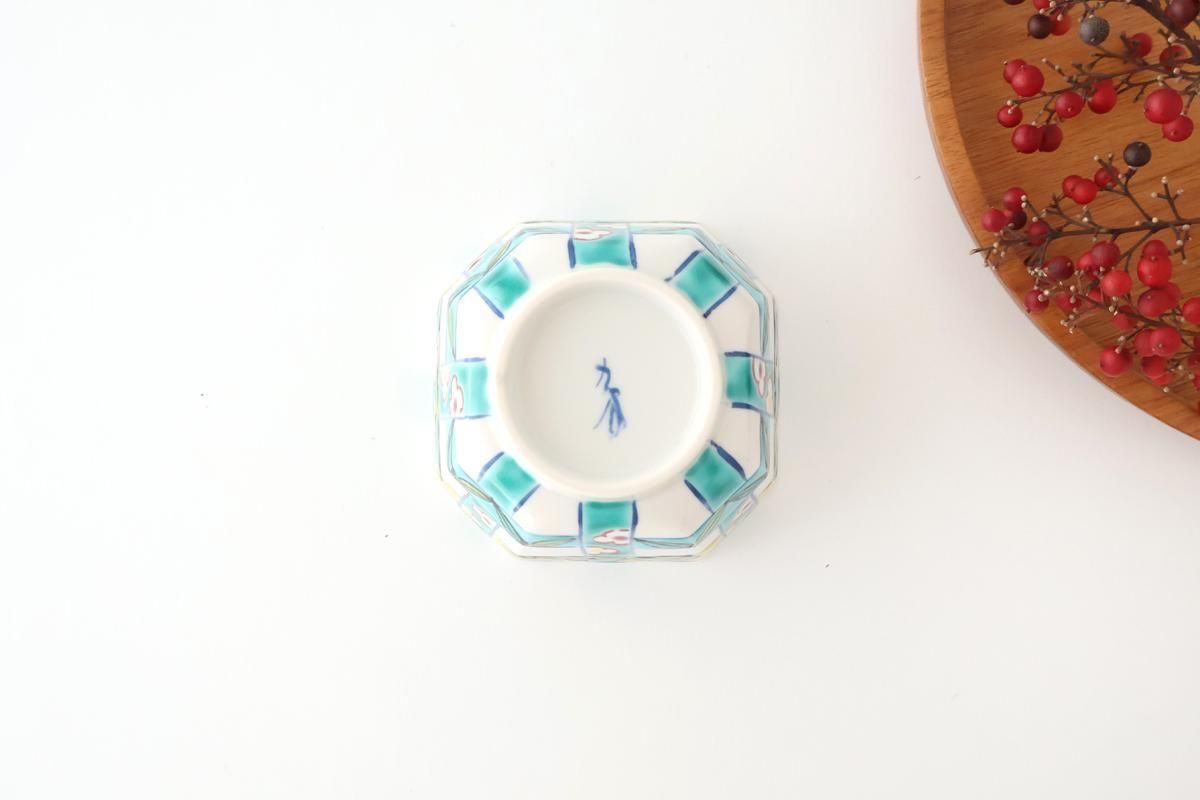 Biseki Kiln Octagonal Small Bowl Shochikubai Pattern | Kobachi Kutani Ware