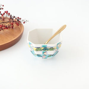 Biseki Kiln Octagonal Small Bowl Shochikubai Pattern | Kobachi Kutani Ware
