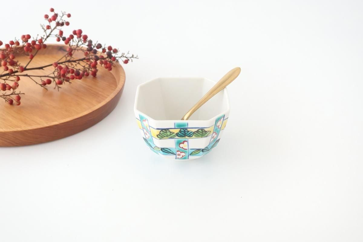 Biseki Kiln Octagonal Small Bowl Shochikubai Pattern | Kobachi Kutani Ware