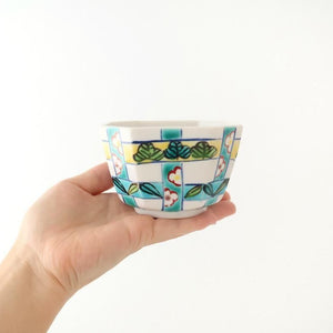 Biseki Kiln Octagonal Small Bowl Shochikubai Pattern | Kobachi Kutani Ware