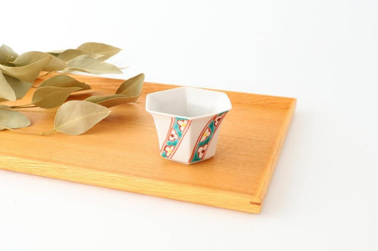 Biseki Kiln Hexagonal small Small Bowl White Flower | Kobachi Kutani Ware