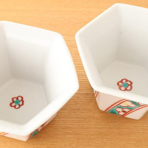 Biseki Kiln Hexagonal small Small Bowl White Flower | Kobachi Kutani Ware
