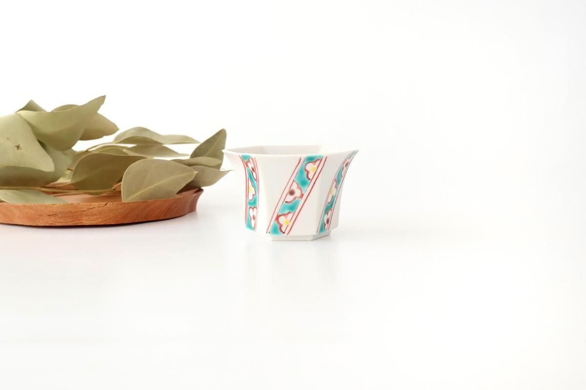 Biseki Kiln Hexagonal small Small Bowl White Flower | Kobachi Kutani Ware