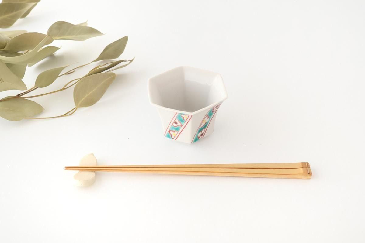 Biseki Kiln Hexagonal small Small Bowl White Flower | Kobachi Kutani Ware