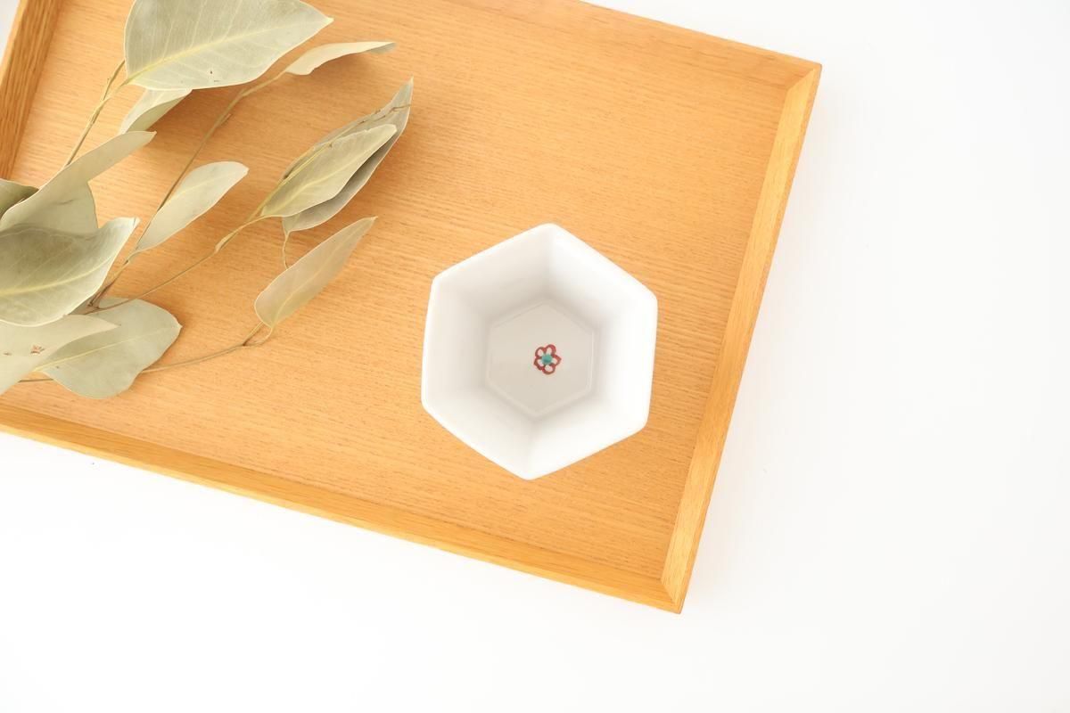 Biseki Kiln Hexagonal small Small Bowl White Flower | Kobachi Kutani Ware