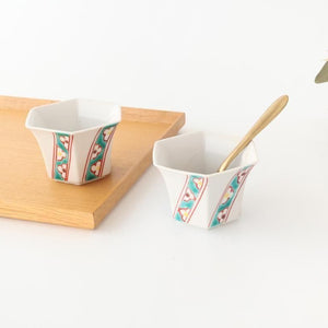 Biseki Kiln Hexagonal small Small Bowl White Flower | Kobachi Kutani Ware