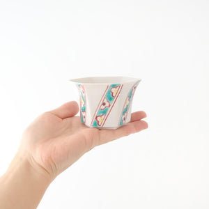 Biseki Kiln Hexagonal small Small Bowl White Flower | Kobachi Kutani Ware