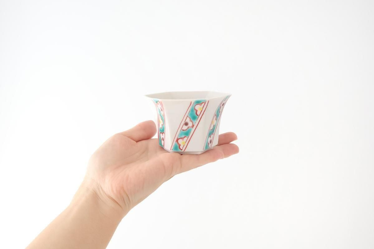 Biseki Kiln Hexagonal small Small Bowl White Flower | Kobachi Kutani Ware