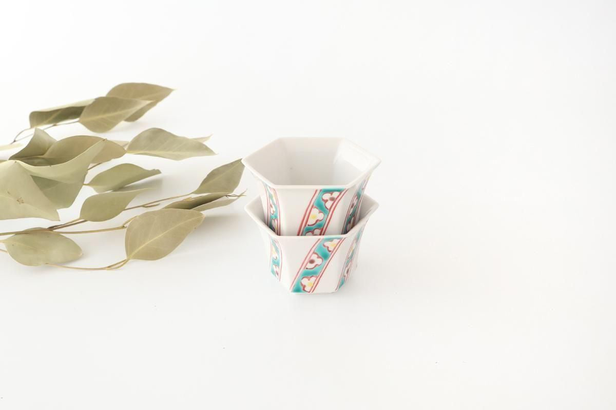 Biseki Kiln Hexagonal small Small Bowl White Flower | Kobachi Kutani Ware