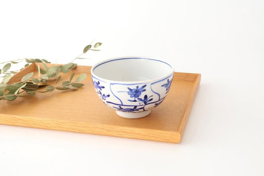 Kutani Bitoen Rice Bowl Shepherd Purse Blue and White | Kutani Ware