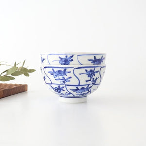 Kutani Bitoen Rice Bowl Shepherd Purse Blue and White | Kutani Ware