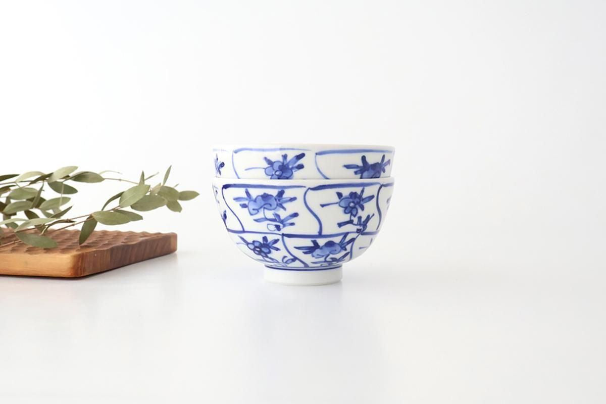 Kutani Bitoen Rice Bowl Shepherd Purse Blue and White | Kutani Ware