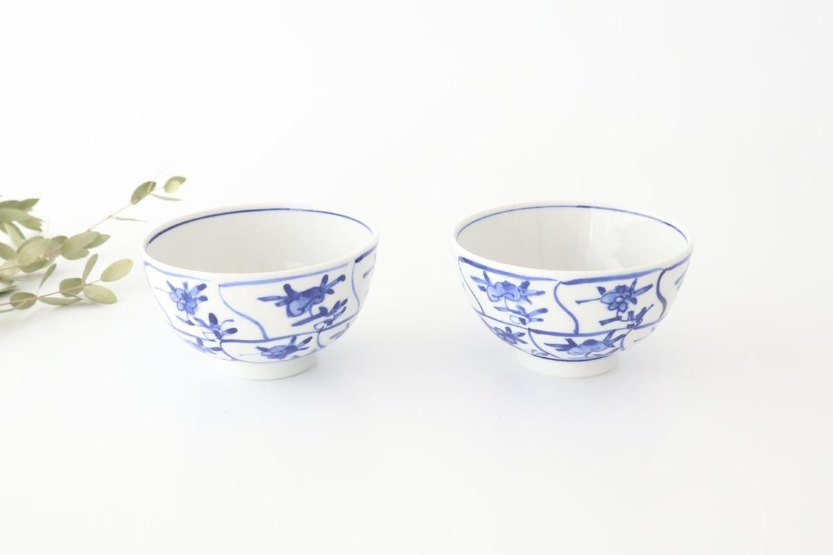 Kutani Bitoen Rice Bowl Shepherd Purse Blue and White | Kutani Ware