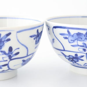 Kutani Bitoen Rice Bowl Shepherd Purse Blue and White | Kutani Ware
